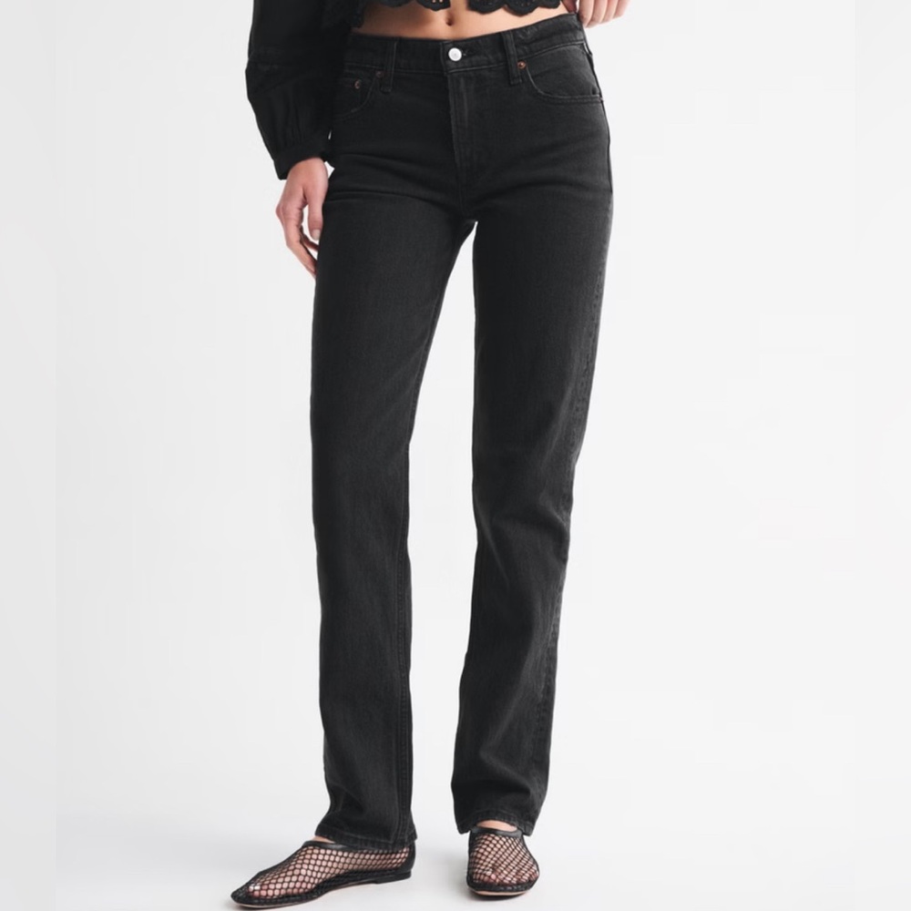 Abercrombie 90s Mid-Rise Straight Black Jeans